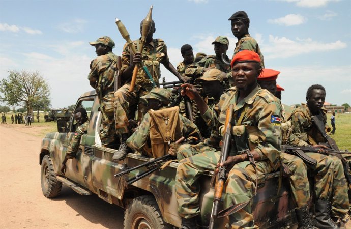 Soldados del Ejército sursudanés en Malakal