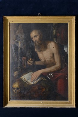 Talla de San Jerónimo antes de ser restaurada. 