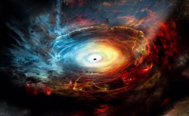 Ilustración artística del agujero negro central en la Vía Láctea
