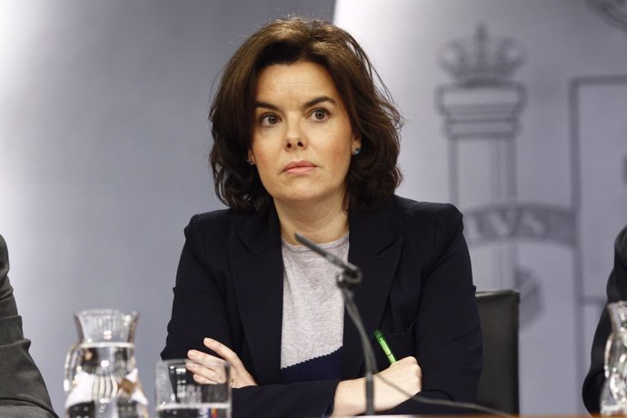 Soraya Sáenz de Santamaría en la rueda de prensa tras el Consejo de Ministros