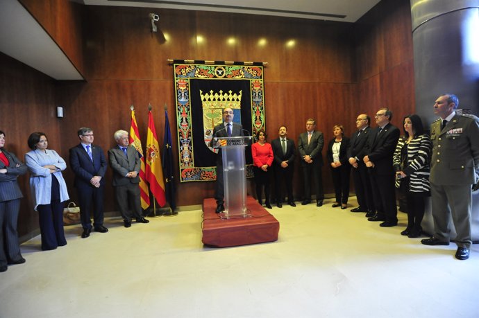 El presidente de Aragón, Javier Lambán, en el Día de Aragón en Teruel. 
