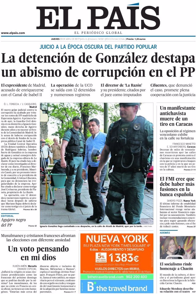 Portada de El País