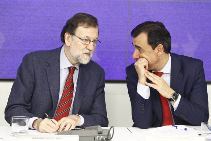 Rajoy y Maillo en el Comité Nacional Ejecutivo del PP en la sede del partido