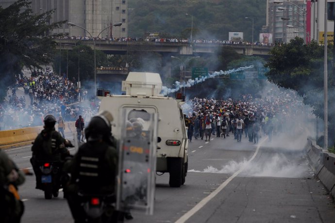 Represión de las marchas opositoras en Caracas