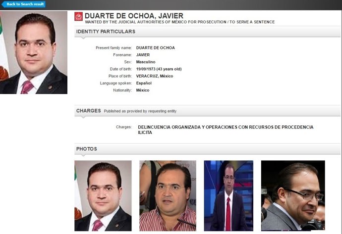 Ordre de crida i cerca de Javier Duarte