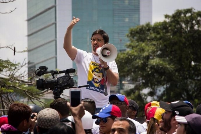 Freddy Guevara, de la MUD, en una manifestación en Caracas