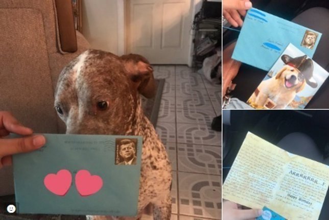 Un hombre felicita por su cumpleaños por carta a su experro