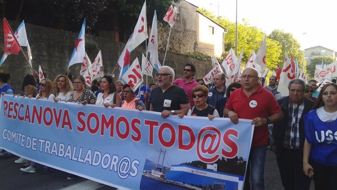 Manifestación en apoyo a los trabajadores de Nueva Pescanova