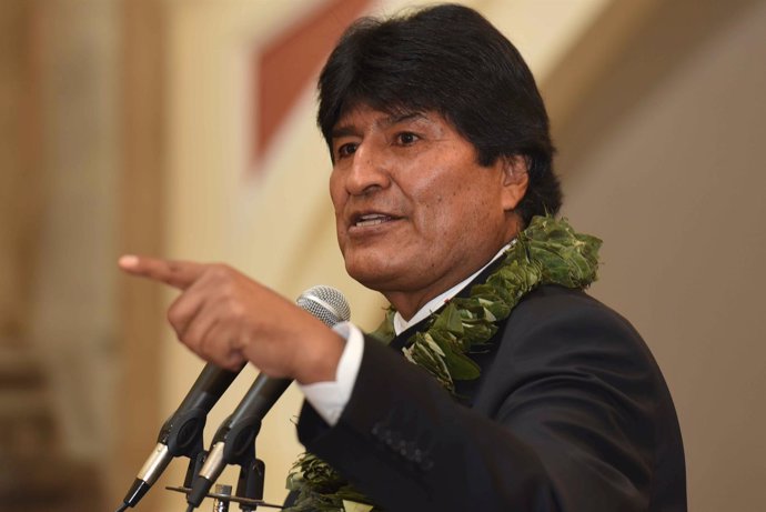 Bolivia's President Evo Morales speaks during a ceremony related to the approval