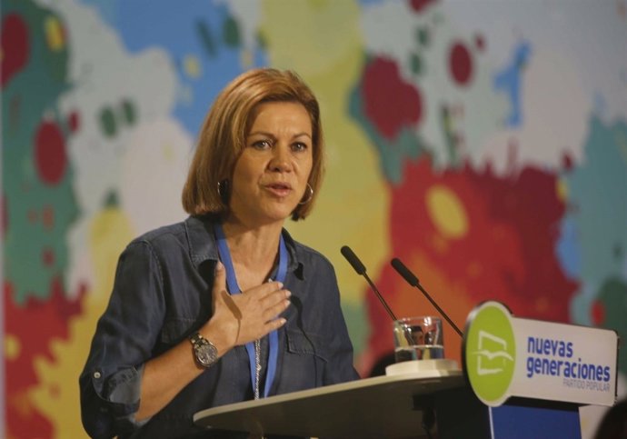 La secretària general del PP, María Dolores de Cospedal, al congrés de NNGG