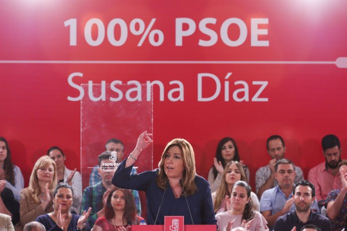 Susana Díaz, en un acto con militantes en La Rinconada