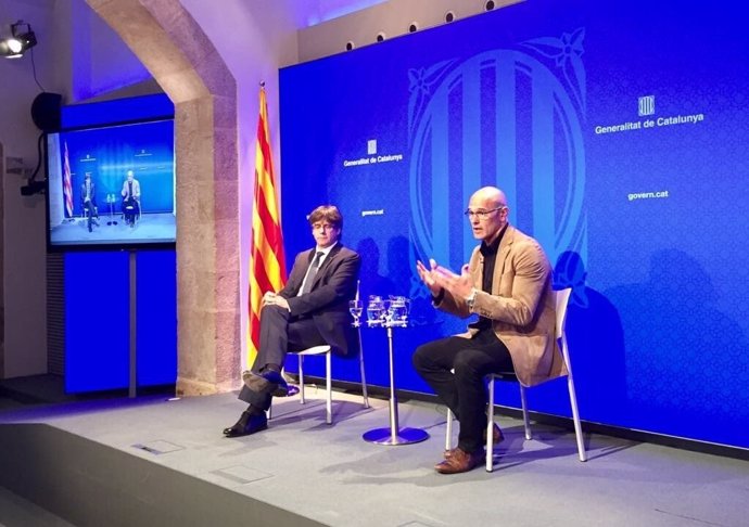 Carles Puigdemont (pte.De la Generalitat) conseller Raül Romeva