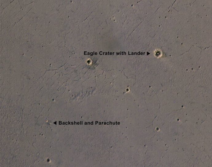 El aterrizaje de Opportunity en Marte terminó en un cráter en una llanura