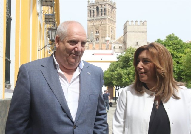 Susana Díaz, junto al secretario general de CCOO-A, Francisco Carbonero