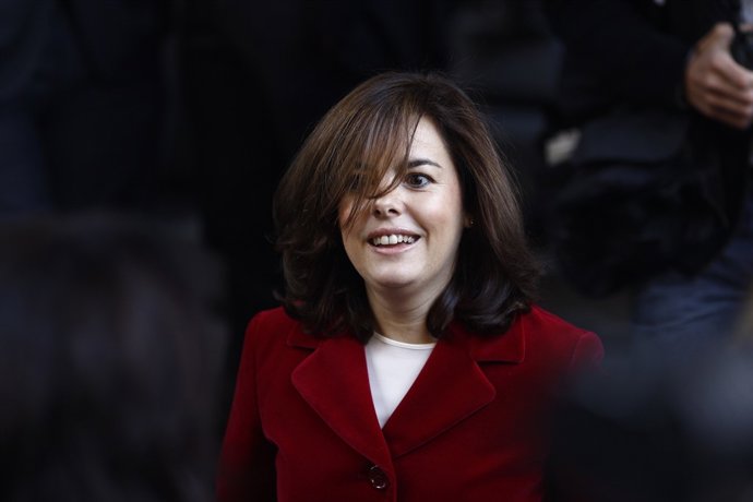 Soraya Sáenz Santamaría a su llegada a la constitución del Congreso