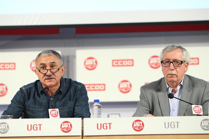 Ignacio Fernández Toxo i Pepe Álvarez presenten el Manifest del 1er de Maig