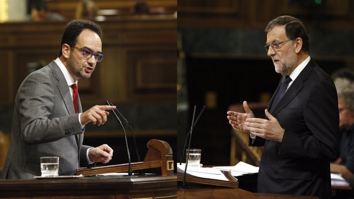 Antonio Hernando y Mariano Rajoy en el Congreso