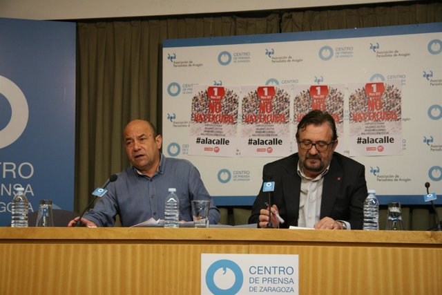 Daniel Alastuey y Julián Buey presentan las movilizaciones del Primero de Mayo.