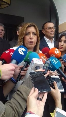 La presidenta de la Junta de Andalucía, Susana Díaz, en Hinojos (Huelva).
