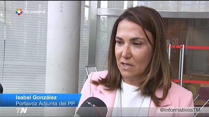 Imagen de la diputada Isabel González en declaraciones a Telemadrid
