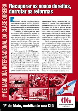 Manifiesto de la CIG por este 1 de mayo