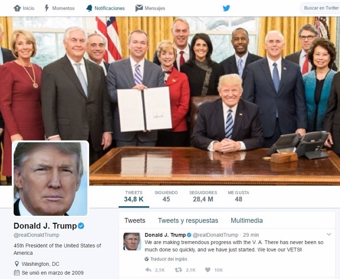 Perfil de Twitter de Donald Trump