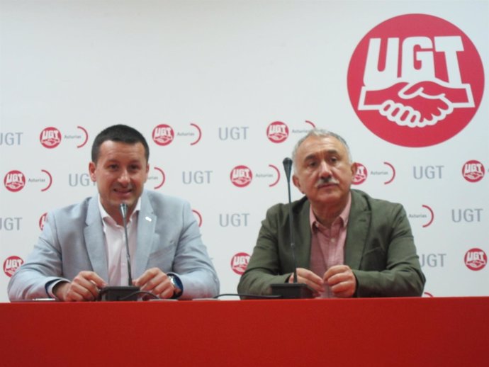Javier Fernández Lanero (UGT Asturias)y Pepe Álvarez secretario general de UGT  
