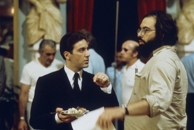Al Pacino y Francis Ford Coppola en el rodaje de El Padrino