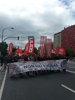 Protesta central del 1 de mayo en A Coruña de UGT y CC.OO. 