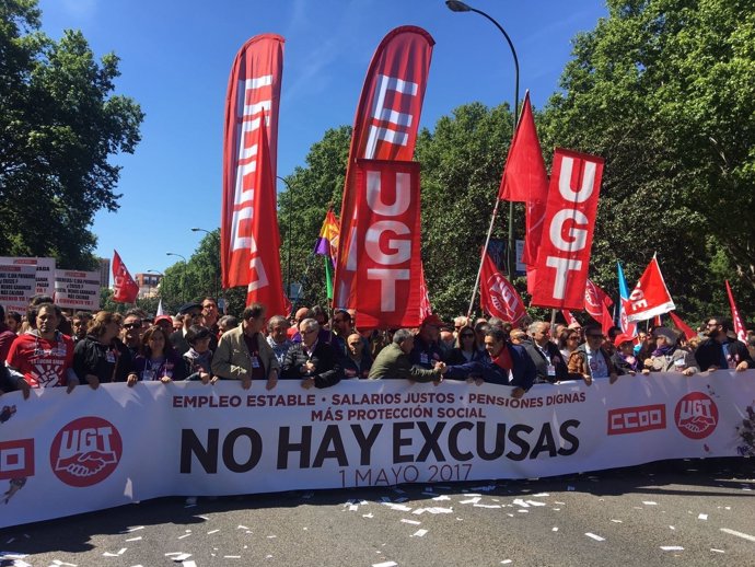Manifestación convocada por UGT y CCOO en el Día del Trabajador
