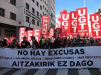 UGT y CCOO se movilizan en Pamplona para reclamar "empleo estable y salarios justos"