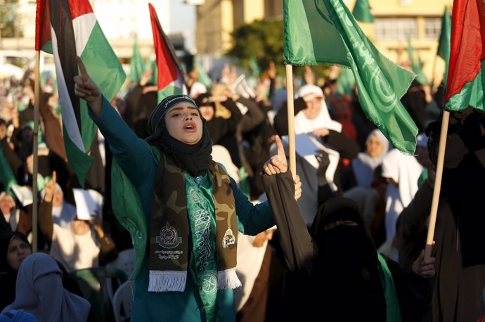 Manifestación de palestinos en Gaza