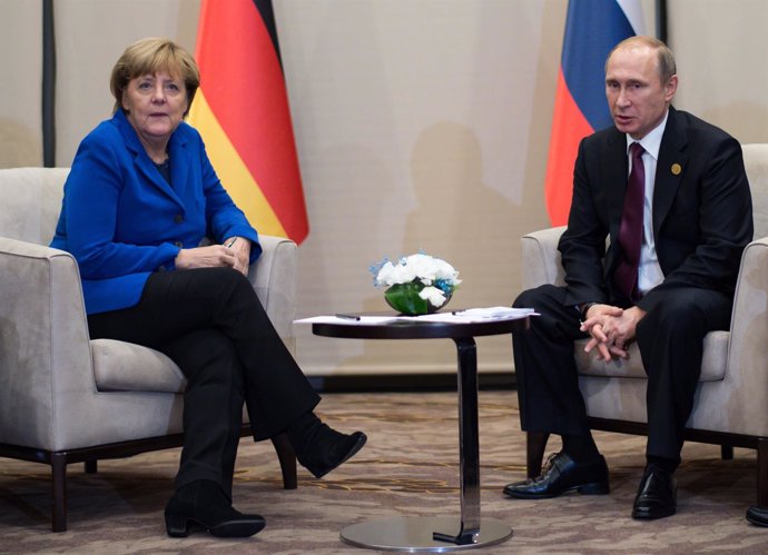 Angela Merkel y Vladimir Putin