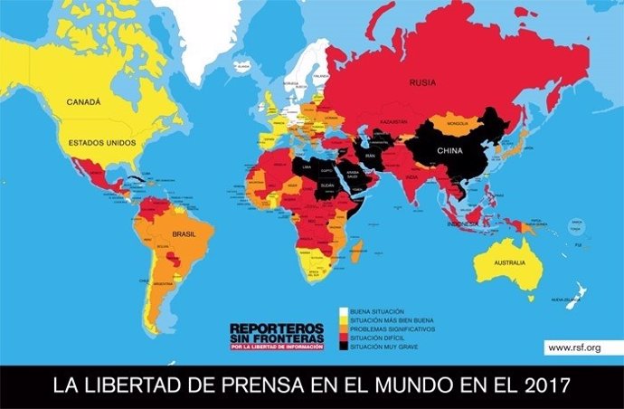 Mapa de la libertad de prensa en 2017