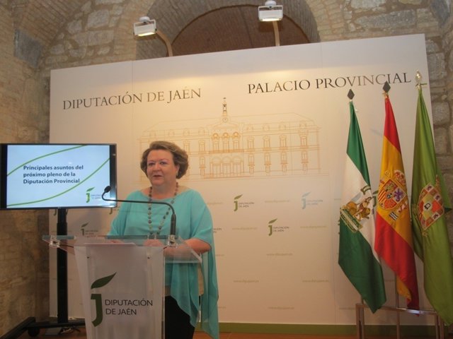 Pilar Parra informando sobre el contenido del pleno