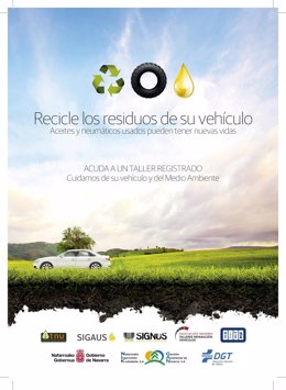 Cartel de la campaña sobre el reciclaje de residuos de automoción