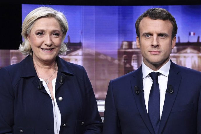 Marine Le Pen y Emmanuel Macron