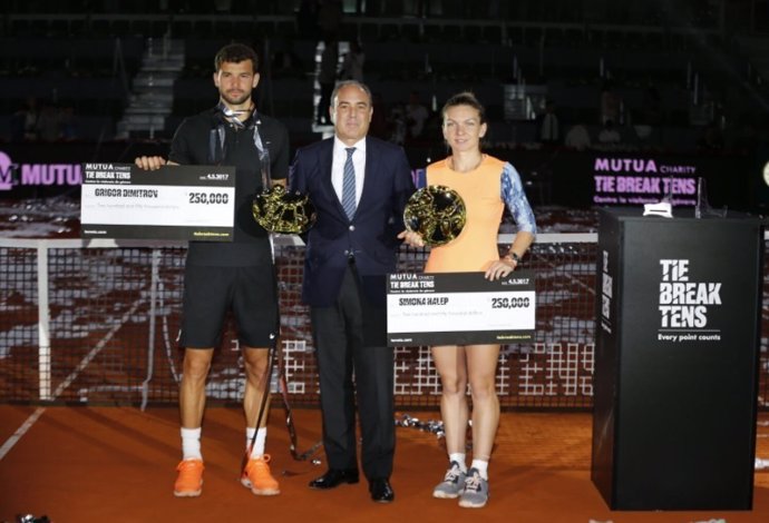 Dimitrov y Simona Halep, campeones del Mutua Charity Tie Break Tens