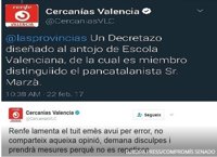 Se abre expediente disciplinario por el tuit de Cercanías que llamaba "pancatalanista" a Marzà