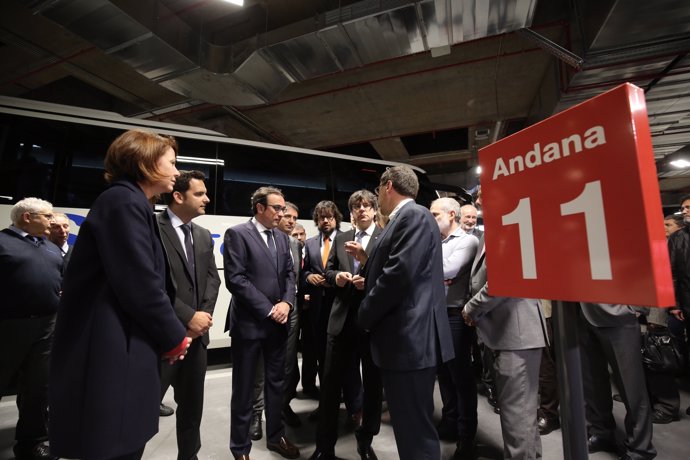El pres.  Carles Puigdemont inaugura l'estació d'autobusos de Girona