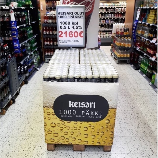 Pack de 1000 cervezas de una marca finlandesa