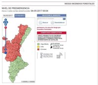Riesgo extremo de incendios en toda la provincia de Valencia y el interior de Castellón