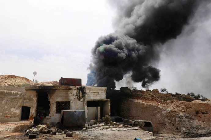 Bombardeo sobre Maar Zita, en la provincia siria de Idlib