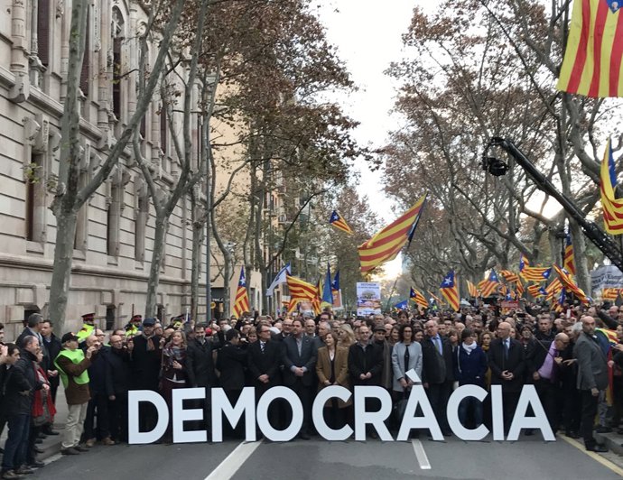 Carme Forcadell arriba al TSJC abrigallada per càrrecs electes