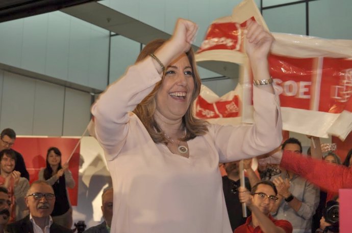 Susana Díaz este domingo en Zaragoza.