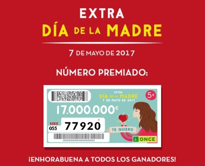 Cupón del Sorteo Extraordinario del Día de la Madre de la ONCE. 