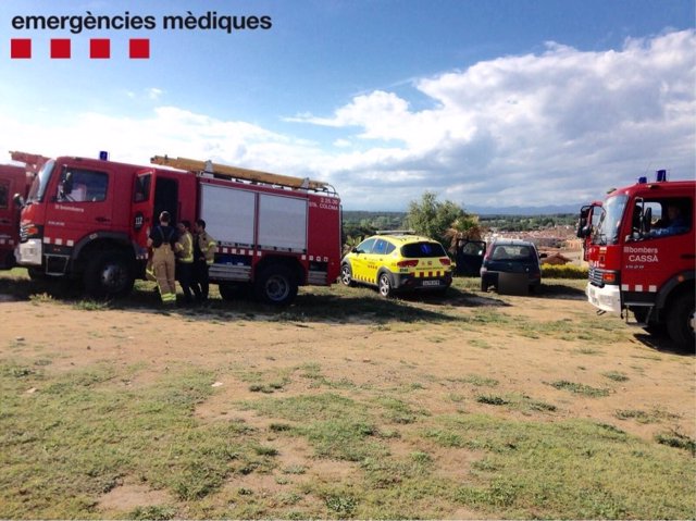 Dispositivo por la explosión de un castillo hinchable en Caldes de Malavella