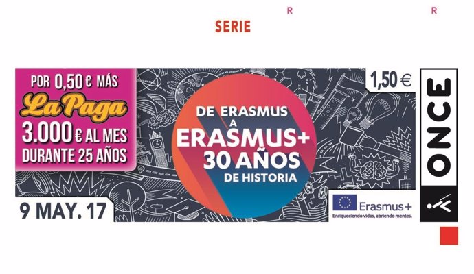 Cupón ONCE por el 30 aniversario del programa Erasmus