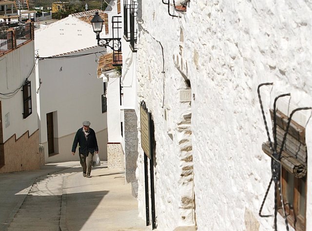 Alumbrado, hombre, pueblo, Málaga, poblado 