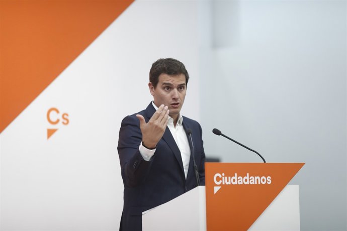 El president de Ciudadanos, Albert Rivera, en roda de premsa